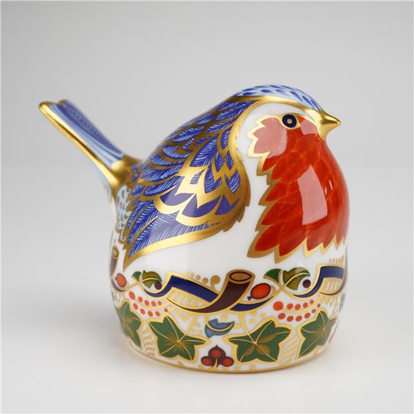 Royal Crown Derby Bone China Robin Nesting Finch Paperweight