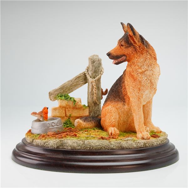 Country Artists England Sculpture by K. Sherwin, Alsatian/Dog Bowl