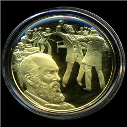 .75oz Franklin Mint PR70 DCAM 24k plated Sterling Silver Round History of the American Presidency J.