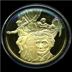 .75oz Franklin Mint PR70 DCAM 24k plated Sterling Silver Round History of the American Presidency A.