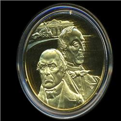 .75oz Franklin Mint PR70 DCAM 24k plated Sterling Silver Round History of the American Presidency J.