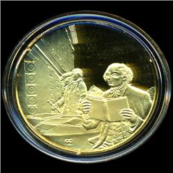 .75oz Franklin Mint PR70 DCAM 24k plated Sterling Silver Round History of the American Presidency J.