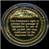 Image 2 : .75oz Franklin Mint PR70 DCAM 24k plated Sterling Silver Round History of the American Presidency H.