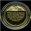 Image 2 : .75oz Franklin Mint PR70 DCAM 24k plated Sterling Silver Round History of the American Presidency W.