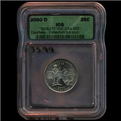 2000D Mass. Quarter Scarce ICG Samlpe Encased Looks MS66+ (COI-3599)