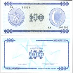 1980 Cuba Scarce 100 Peso Crisp Unc Foreign Exch. Note RARE Series C (COI-4019)