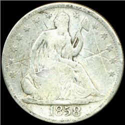 1858 Seated Half Circulated (COI-5864)
