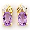 Image 1 : 1.22Ct Natural Amethyst & Diamond 9K Gold Earrings (JEW-9105X)
