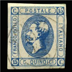 1863 RARE Italy 15c Postal Stamp Hi Grade (STM-0166)
