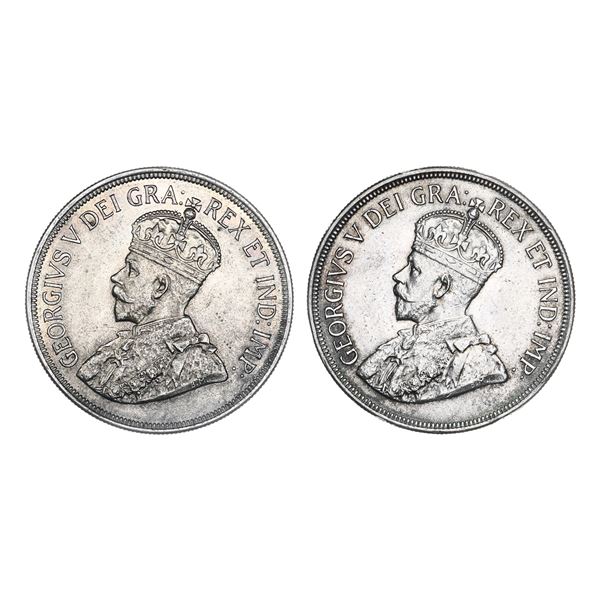 Cyprus. George V (1910-1936). Pair of Silver 45 Piastres. (KM-19),
