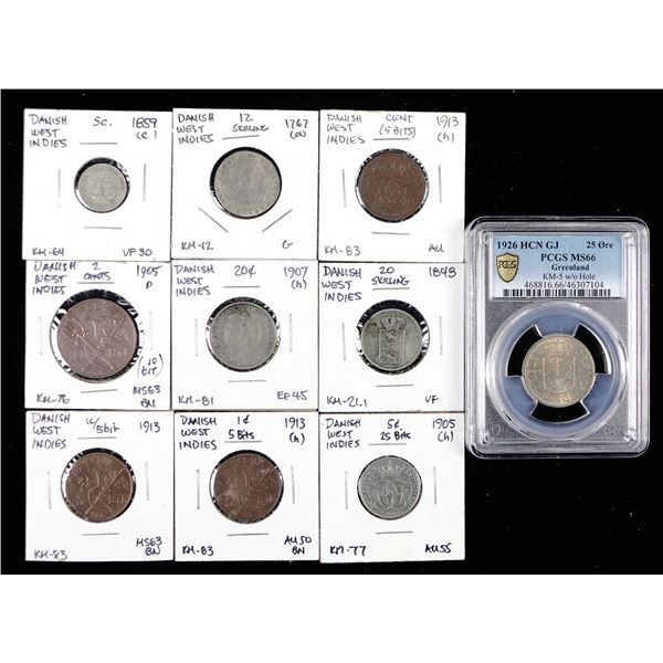 Danish West Indies. Group of 18th-early 20th Century Coins.,