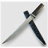 Image 1 : Damascus USA Long Tanto Knife with Engraved Ebony Wood Sheath