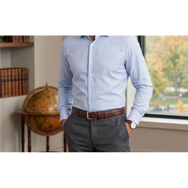 Roots Brown Leather Belt With Silver-Tone Buckle - Size 32-34