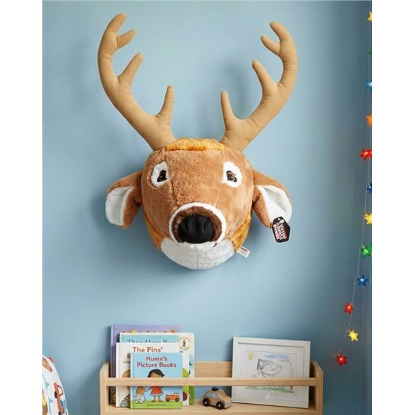 Plush Deer Head Wall Mount Decoration with Antlers