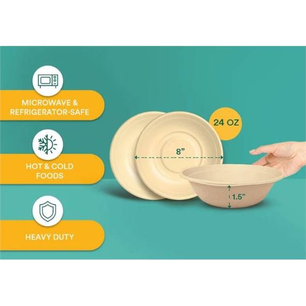 Eco Soul Tree Free Compostable Bowl 24 Oz (710 ml) – Pack of 100 Bowls