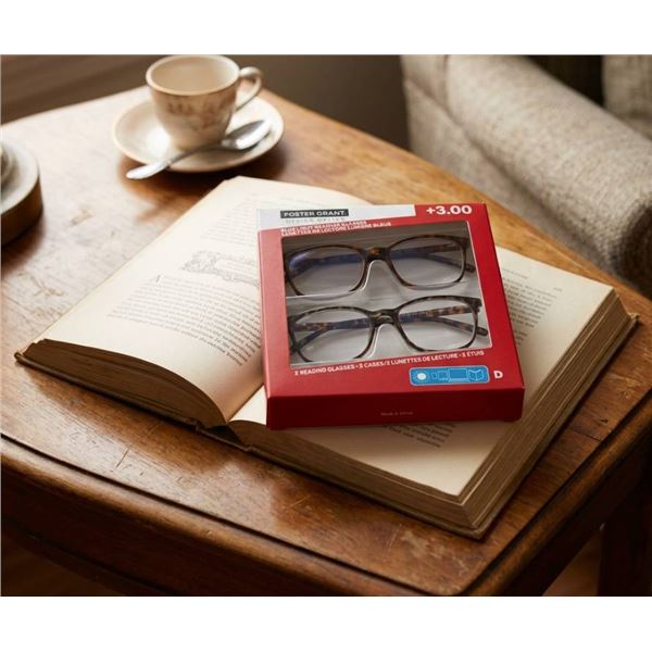 Foster Grant Design Optics Blue Light Reading Glasses +3.00, Set of 2