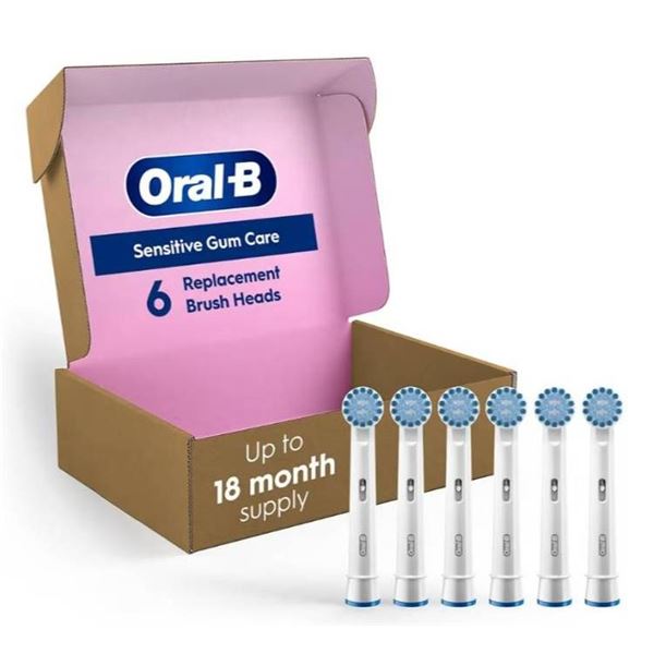 Oral-B Sensitive Gum Care Replacement Brush Heads, 6 Count