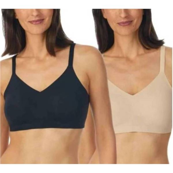 Halston 2-Pack Seamless Bras, Size S/P, Black and Beige