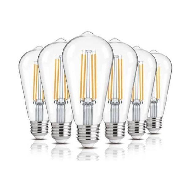LED Edison Bulb 6-Pack, 60W Equivalent, 700 Lumens, ST58 Model