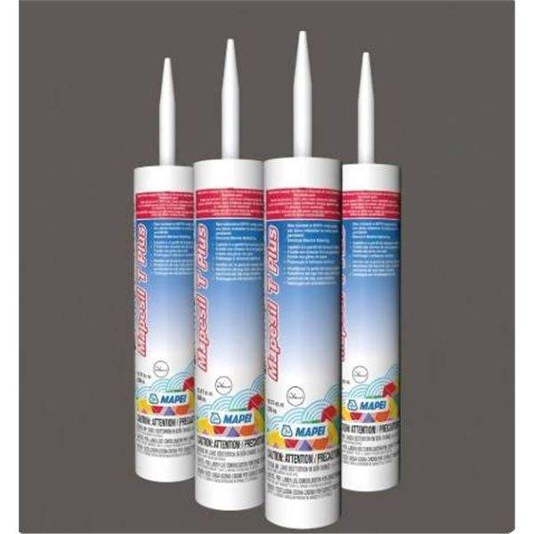 4 Tubes of Mapesil T Plus Silicone Sealant, 4 x 10.1 oz Tubes, Charcoal Anthracite Carbon