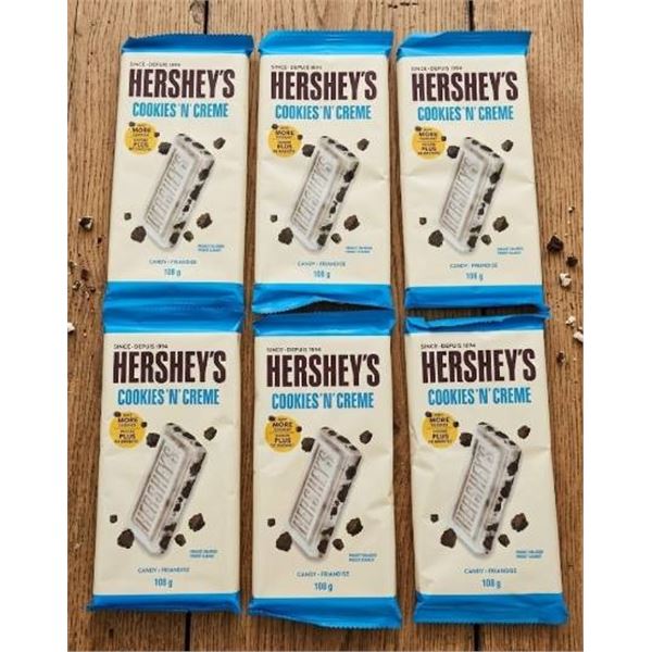 6 Hershey's Cookies 'n' Creme Candy Bars, 108 g Each
