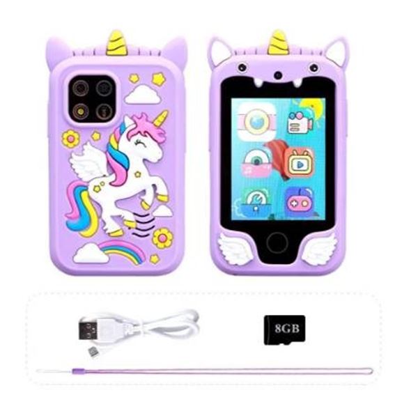 Purple Touch Smartphone Toy with Unicorn Design – Includes Charging Cable