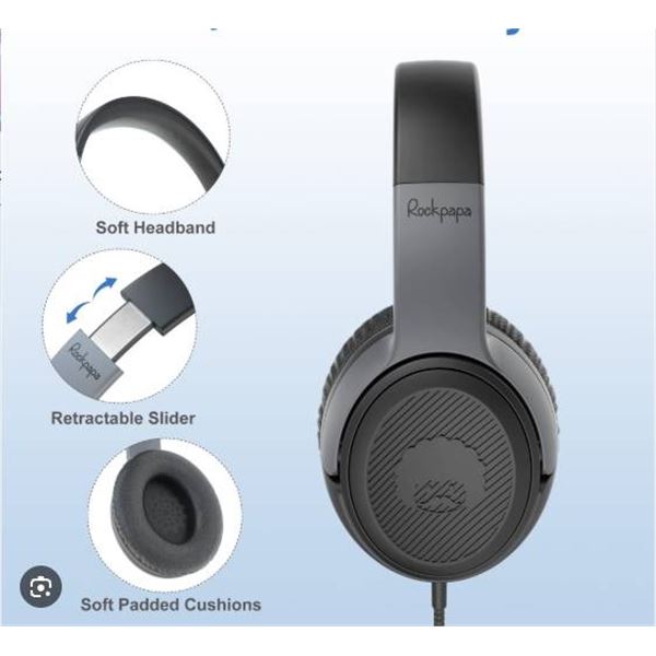 Rockpapa Share 1 Wired Headphones for Kids with 3.5mm Jack, Adjustable Volume