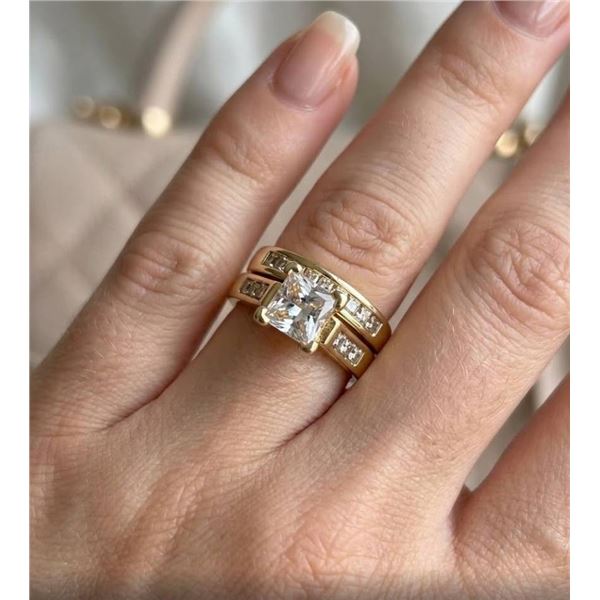 Ladies 14K GP Princess Cut 1.2 Carat Solitaire Wedding ring set