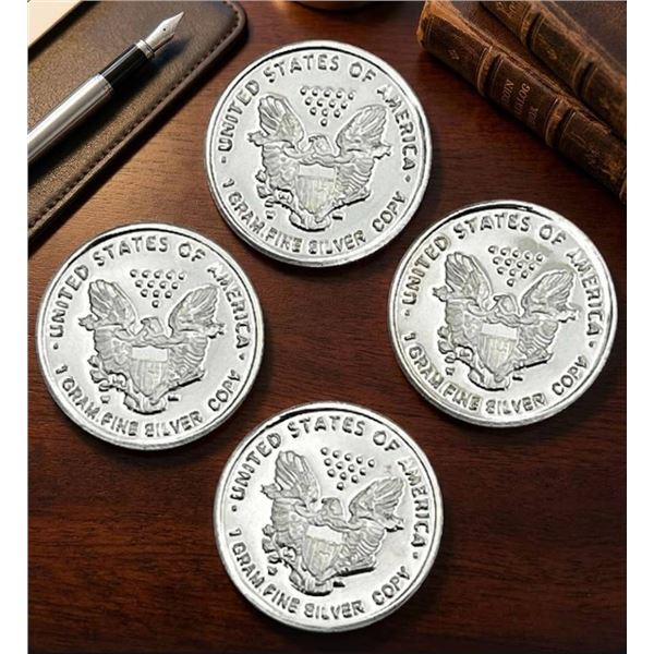 Lot of 4 Four 1 Gram .999 Silver USA rounds