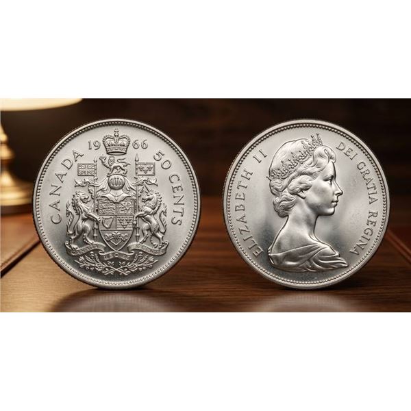 1966 Canada 50-Cent Coin Featuring Queen Elizabeth II (1Coin)