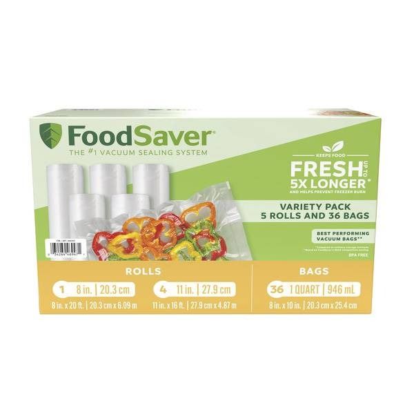 FoodSaver Fresh Variety Pack with 5 Rolls and 36 Bags