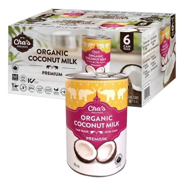 Cha’s Premium Organic Coconut Milk 6 Pack (400 ml Each)
