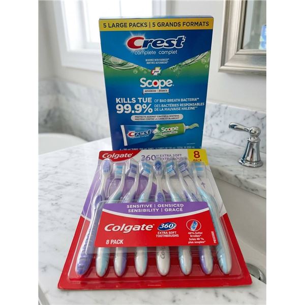 Crest Scope Complete Toothpaste and Colgate 360 Toothbrush Set