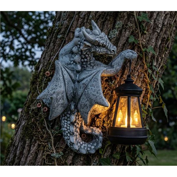 Dragon Solar Tree Hugger With Lantern And Mounting Accessories