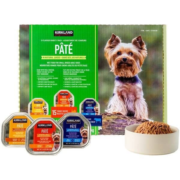 Kirkland Signature Pate Dog Food 45 x 99.2 g Trays, 3 Varieties
