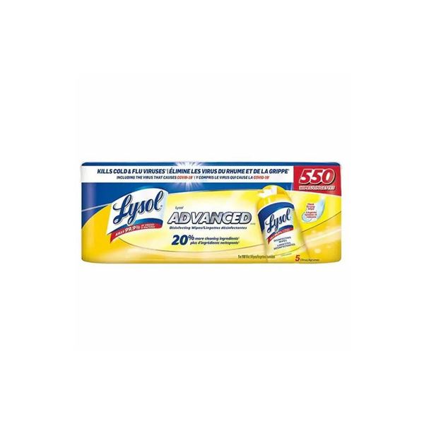 Lysol Advanced Cleaning Wipes 5-Pack, 550 Total Wipes