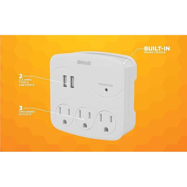 Woods USB-C Surge Protector With 560 Joules Energy Rating (Lot of 2)
