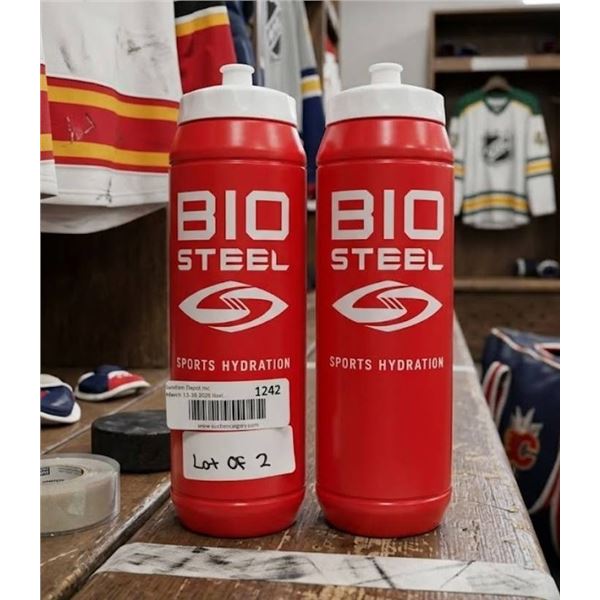 Biosteel Sports Hydration Team Water Bottles – Lot of 2, Red/White