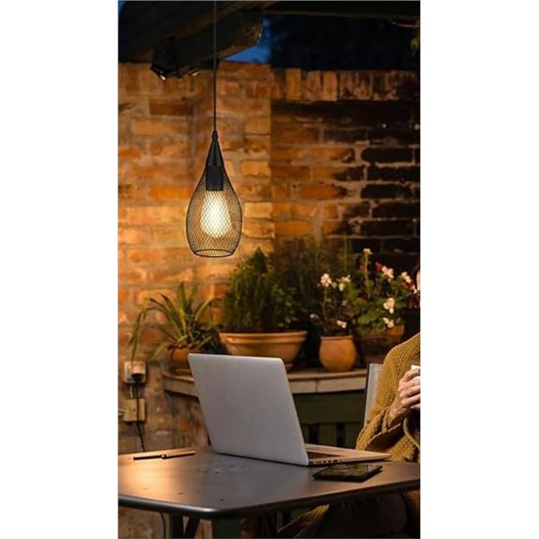 Lot o f 2 - Danson Decor Outdoor Pendant Light – Hanging Solar Light Fixture with Edison Bu