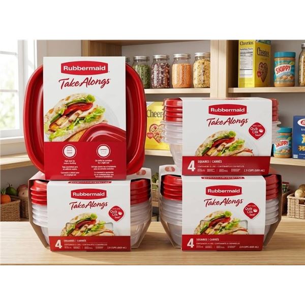 Lot of 4 - Rubbermaid TakeAlongs Square Containers, 4-Pack, 2.9 Cups