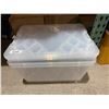 Image 2 : 3 Pack Stackable Clear Plastic - Containers with Handles, 21.5 x 15 x 13.5 Inches