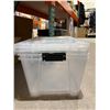Image 4 : 3 Pack Stackable Clear Plastic - Containers with Handles, 21.5 x 15 x 13.5 Inches