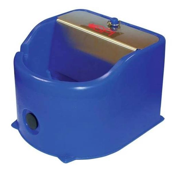 SPI Stainless Steel Livestock Water Bowl with Blue Base