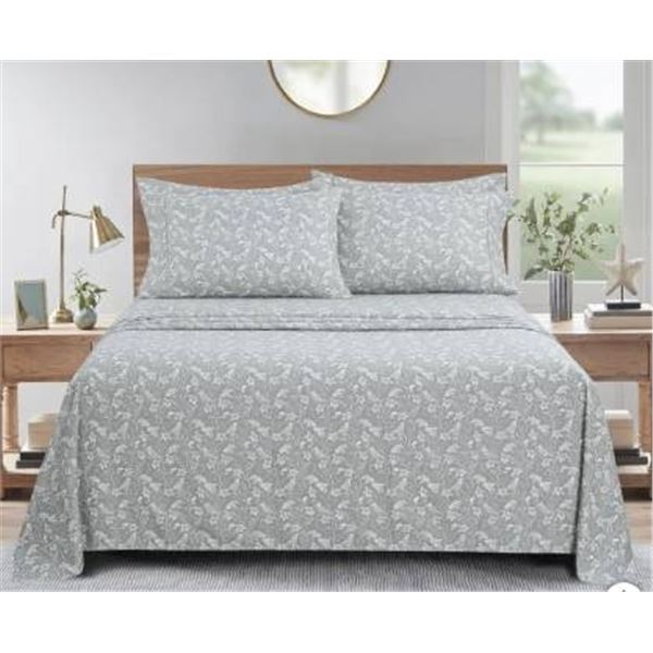 South Point 6-Piece Queen Sheet Set in Gray Floral Design