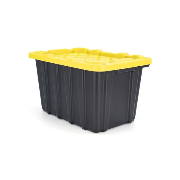 Black Storage Bin with Yellow Lid