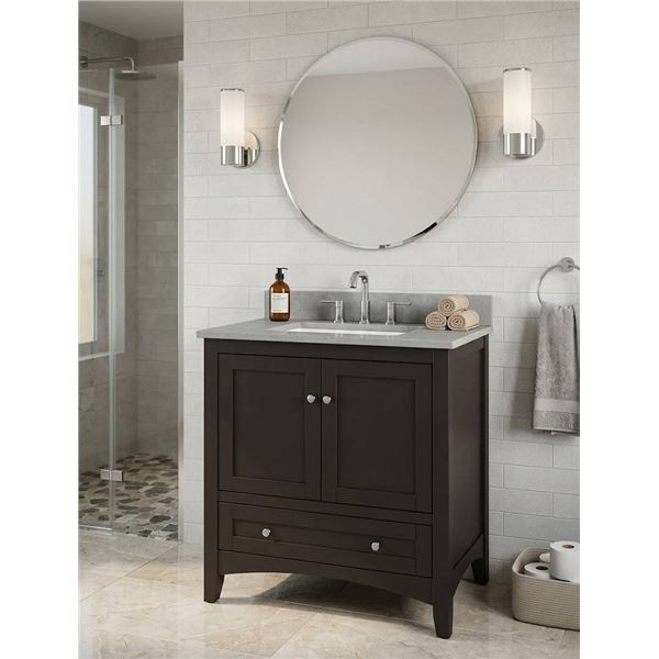 HomeBase 24-Inch Edinburgh Vanity With Sink, Espresso Finish