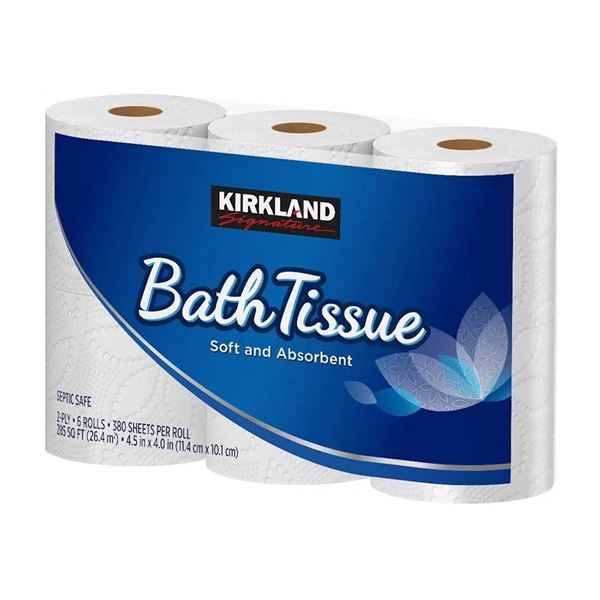 Kirkland Bath Tissue, 2-Ply, 12 Rolls Total (2 Packs of 6 Rolls)