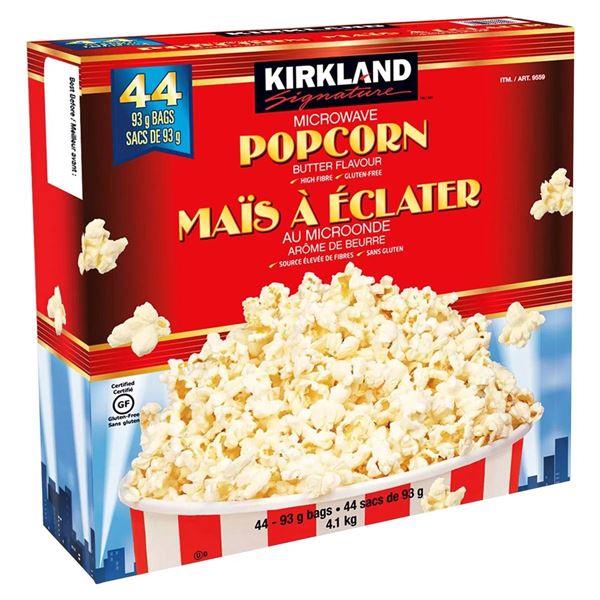 Kirkland Microwave Popcorn, Butter Flavour, 44 Bags, 93g Each
