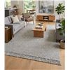 Image 1 : Gray and White Pattern Area Rug with Fringe Edges