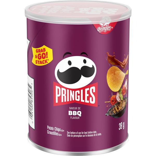 Pringles BBQ Flavor Potato Chips, 12 x 39g Cans